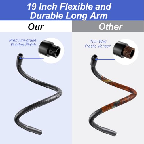 19" Gooseneck Arm, 3/8" Female to Male Metal Thread, 360° Microphone Flexible Arm, Gooseneck Tube Extension Holder, for Phone, Microphone Holder, Black