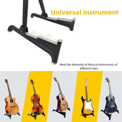 nalu Classic A-Frame Tripod Adjustable Guitar Stand for Acoustic Bass Electric Guitars and Ukuleles Folding Floor Stand Small Good for Traveling (GrayRubber+BlackFrame) - color: GrayRubber+BlackFrame