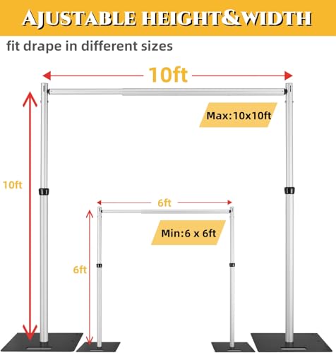 Pipe and Drape Adjustable Uprights, Crossbars,Bases & Hangers - Drape Systems for Backdrops, Trade Shows, Events, Photo Booths and Decorations by CITNAMOR (10' Tall x 10' Wide Kit(2xCrossbar)) - size: 10' Tall x 10' Wide Kit (2 x Crossbar)