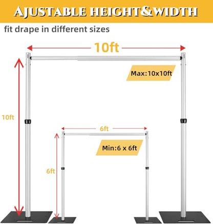 Pipe and Drape Adjustable Uprights, Crossbars,Bases & Hangers - Drape Systems for Backdrops, Trade Shows, Events, Photo Booths and Decorations by CITNAMOR (10' Tall x 10' Wide Kit(2xCrossbar)) - size: 10' Tall x 10' Wide Kit (2 x Crossbar)