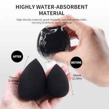 MAANGE 30pcs Professional Makeup Brush Set With Velvet Bag&5pcs Beauty Blender&2pcs Makeup Remover Puff&5pcs Triangle Powder Puff&3pcs Mini Thumb Puff&Toiletry Bag&2pcs Cleaning Mat (Blacksliver) - color: 49pcs-Blacksliver