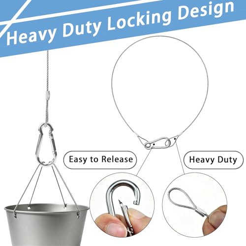 Safety Cable Lock, Stainless Steel Cable with Loops,Flexible Security Steel Cable Wire Lock and Chain for Luggage Hanging Light Plant Pictures (20"(2 Pack)) - color: 20"(2 Pack)