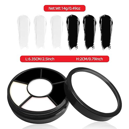 Go Ho Black and White Face Body Paint,Cream Washable Formula Face Painting for Halloween Cosplay,Body Paint SFX Makeup Palette,Professional Skeleton Skull Face Paint - color: White Black