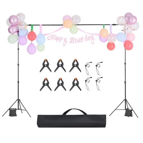 VEVOR Backdrop Stand, 8.5 x 10 ft Adjustable Photo Backdrop Stand Kit, Portable Background with 2 Tripods, Heavy Duty Projector Screen, for Wedding, Photo Video Studio & Party - size: 8.5 x 10 Ft