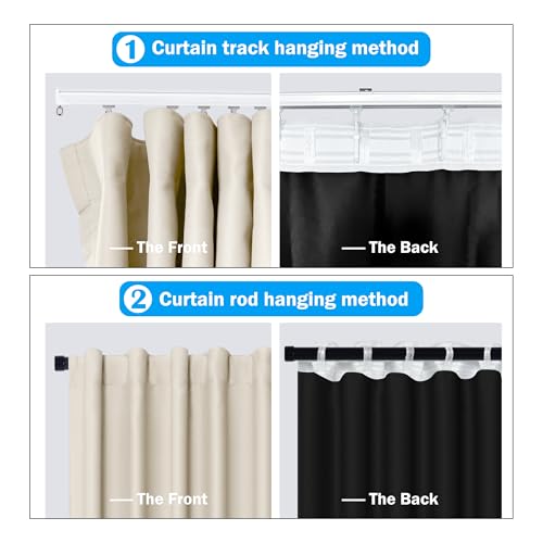 MaKefeile Room Divider Curtains Total Blackout Privacy Curtain Panel Room Thermal Insulated Noise Reduction Curtains for Bedroom Window Living Room Ceiling Track Curtain W 12.5 ft × H 8ft Beige - color: Beige, size: 150"W x 96"L (Pack of 1)