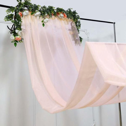 Tableclothsfactory Blush/Rose Gold Sheer Premium Chiffon Curtain Panel Backdrop Drapery with Rod Pockets | 5ft x14ft - color: Blush, size: 5ftx14ft