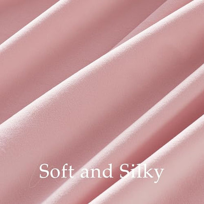 NICETOWN Baby Pink Velvet Room Darkening Curtains 96 inch Long - color: Baby Pink, size: 52"W x 96"L (Pack of 2)