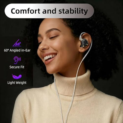 KZ ZS12 PRO 2 in Ear Monitor Headphone, 5BA+1DD 6 Hybrid Driver Gaming Earbuds Wired Earphones, HiFi Clarity Sound Immersive Bass IEMs for Gaming Musician Singer Audiophile (Silver without Microphone) - color: Silver, style: without mic