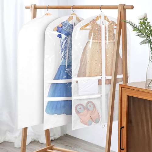 Univivi 40 Inch Dance Costume Garment Bags for Dancers, White, 4 Pack - color: White, size: 4 Pack