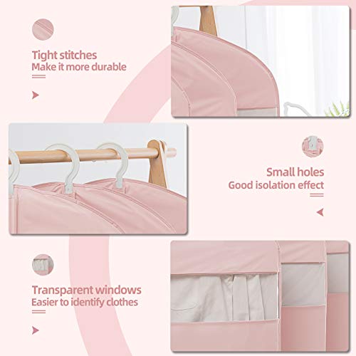 Suit Bag for Storage and Travel, 50"Garment Bags for Hanging Clothes,2Pcs | Transparent window, Easy to identify - size: Set of 2 (23.3'' X 50'') Pink