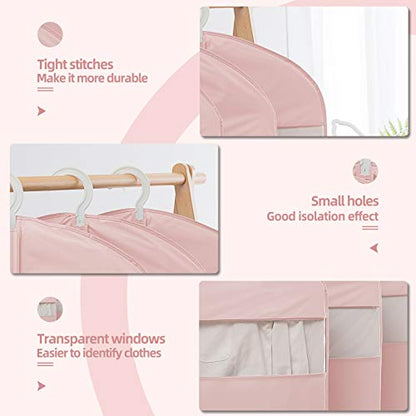 Suit Bag for Storage and Travel, 50"Garment Bags for Hanging Clothes,2Pcs | Transparent window, Easy to identify - size: Set of 2 (23.3'' X 50'') Pink