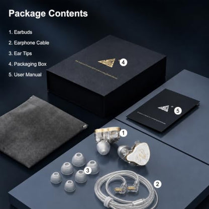 in Ear Monitor Headphones Hybrid 1BA+1DD HiFi Deep Bass IEM Earphones White - color: QT820-White no Mic