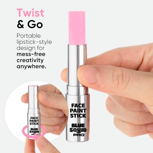 Blue Squid PRO Pastel Pink Face Paint Stick - Waterproof Body Paint for Adults & Kids Pink Eye Black Baseball, Eyeblack Softball -Hypoallergenic TwistUp NonToxic Makeup Stick for Cosplay, Sports & SFX - color: Pastel Pink