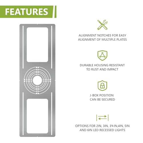 24-Pack New Construction Mounting Plate, 2-3-4-5-6Inch, LED Recessed Lighting Housing Kits, Flat Steel Rough-in Bracket Fixture for LED Light Bar, Shallow Recessed Lighting Housing Plate - color: Symmetric 2-3-4-5-6", size: 24 Pack
