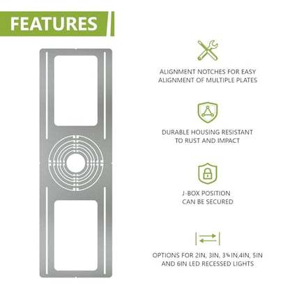 72-Pack New Construction Mounting Plate, 2-3-4-5-6in, LED Recessed Lighting Housing Kits, Flat Steel Rough-in Bracket Fixture for LED Light Bar, Shallow Recessed Lighting Housing Plate - color: Symmetric 2-3-4-5-6", size: 72 Pack