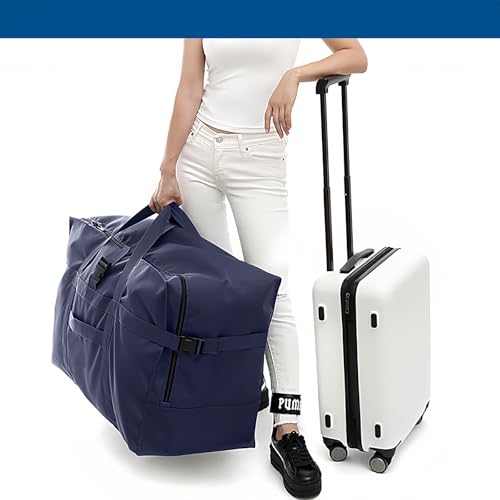 Large Duffel Bag, Waterproof Carry on Weekend Overnight Storage Bag over Luggage for Airline, Travel, Camping, Moving - color: 120L-Dark Blue