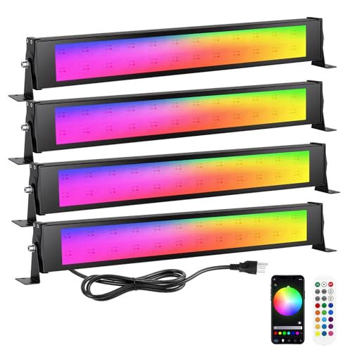 RIGIDON 4 Pack 28W LED Wall Washer Light, Dimmable Music Sync RGB Light Bar - size: 4 Pack 28W