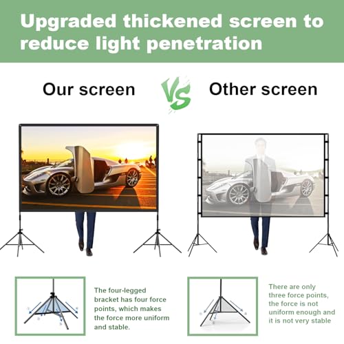 Projector Screen with Stand,DUYIKJ 100 inch Portable Outdoor Indoor Projector Screen Rear Front Projection Screen Lightweight Movie Screen16:9 4K HD with Four-Legged Frame Carry Bag for Home Theater