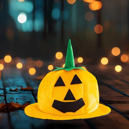 Adults Halloween Pumpkin Hat Jack O Lantern Hat Funny Pumpkin Deco Cap Halloween Party Costume for Women Men - color: A-yellow