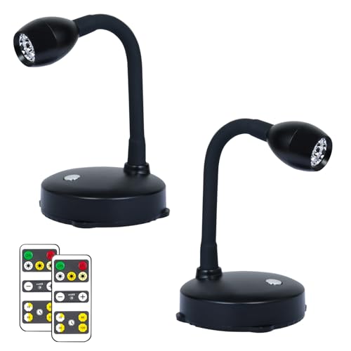 LED Spotlight, Battery Indoor Spot Lights 360°Rotation with Remote | 3 Lighting Modes Battery Operated Picture Light with Remote, Display Lights For Wall Picture Painting Artwork Accent, 2Pack
