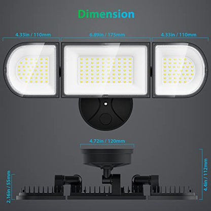 iMaihom 100W Flood Lights Outdoor, 9000LM Ultra Bright LED Flood Light Outdoor, 3 Adjustable Heads Security Lights, IP65 Waterproof Outside Flood Light, 6500K Floodlight for Yard Garage Court (Black)