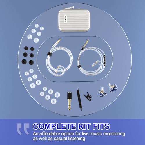 BASN MMCX in Ear Monitor Headphones for Musicians (Ice Blue) - color: Ice Blue
