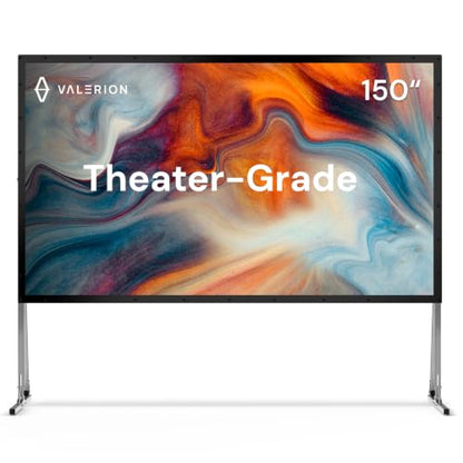 AWOL Valerion 150" Outdoor Projector Screen with Stand – 3-Min Setup, Wheeled Carry Bag, 4K/8K UHD Support, Freestanding, Portable Alloy Frame, 16:9 HD, Lightweight for Camping, Backyard, Home Theater - size: 150 inches