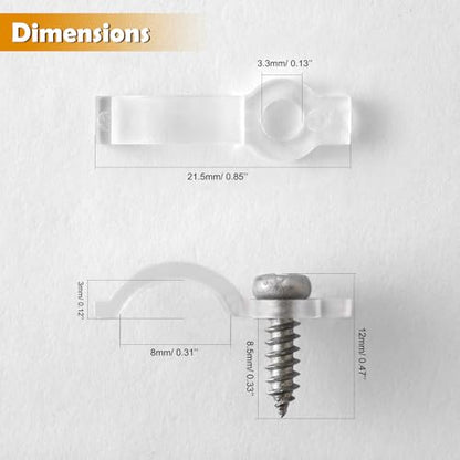 100 Pack Strip Light Mounting Brackets,Fixing Clips,One-Side Fixing,100 Screws Included (For 8mm Wide Waterproof Strip Lights) - style: For 8mm Wide Waterproof Strip Lights