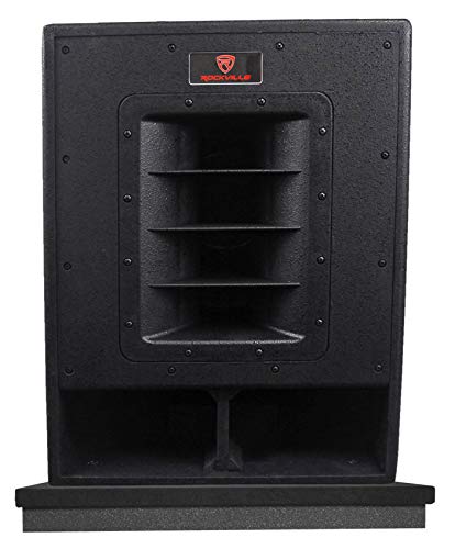 Rockville RBG15FA 15" Powered Folded Horn PA Sub with ISO 12-18 Riser Pad | 2400W Peak / 600W RMS, 30Hz-120Hz, XLR/TRS Inputs, XLR Thru and High-Pass Outputs, 12"/15"/18" Isolation Platform, 2-Items