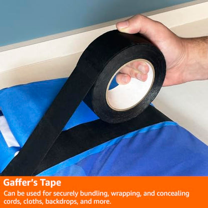 Amazon Basics No Residue, Non-Reflective Gaffers Tape for Photography, 2 inch x 90 feet, Black (Pack of 2) - color: Black, size: 2" x 90' (Pack of 2)