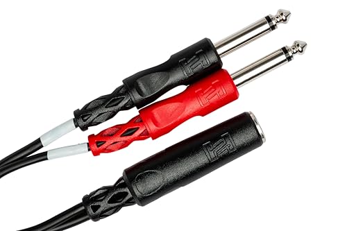 Hosa YPP-136 1/4 Inch TRSF to Dual 1/4 Inch TS Stereo Breakout Cable | 1/4 inch Y-cable with 6-inch length and mono male connectors for mixers, amplifiers and instruments - size: 6 Inches