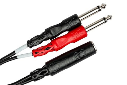 Hosa YPP-136 1/4 Inch TRSF to Dual 1/4 Inch TS Stereo Breakout Cable | 1/4 inch Y-cable with 6-inch length and mono male connectors for mixers, amplifiers and instruments - size: 6 Inches