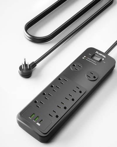 Surge Protector Power Strip 20FT | Surge Protector with 10 Outlets - Spacious Design for Large Plugs, Flat Plug, 20W USB C Charging for Home, ETL Listed, 2040J - size: 20FT
