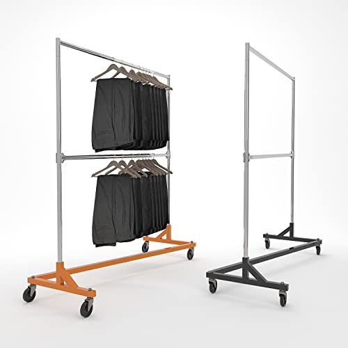 Econoco Brand Commercial Rolling Z-Rack with Add-On Hang Bar - Black Base - color: Black, style: Z Rack with Add On Hang Bar