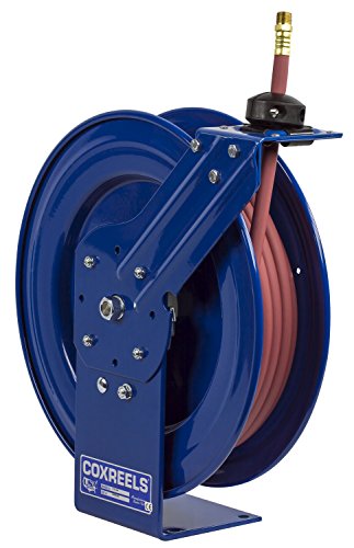 Coxreels P-LP-125 Low Pressure Retractable Air/Water Hose Reel: 1/4" I.D., 25' Hose Capacity, with Hose, 300 PSI, Made in USA - size: 1/4", style: 25'