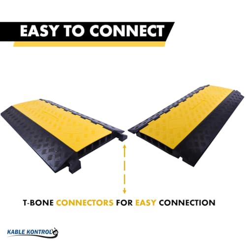 Kable Kontrol Atlas Heavy Duty Cable Protector Ramp - 5 Channel Bulk Wholesale Pallet - 10 Pcs - 36" Long Black & Yellow - 36,000 Lbs Capacity - Rubber Speed Bump Wire Protector Cord Cover - CP9988 - size: 5 Channel - 36" - 10 Units
