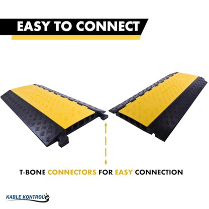 Kable Kontrol Atlas Heavy Duty Cable Protector Ramp - 5 Channel Bulk Wholesale Pallet - 10 Pcs - 36" Long Black & Yellow - 36,000 Lbs Capacity - Rubber Speed Bump Wire Protector Cord Cover - CP9988 - size: 5 Channel - 36" - 10 Units