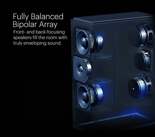 Definitive Technology Dymension DM60 Mid-Size Tower Speaker, Adjustable Bipolar Arrays, 4 BDSS Mid/Bass Woofers & Tweeter, 3XR Architecture with 8" Dual Radiators, Dolby Atmos/DTS:X Ready, Black - size: Single, style: DM60