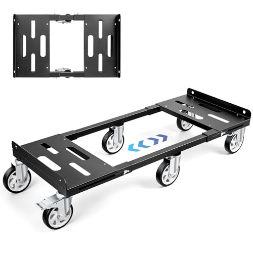 KEDSUM Moving Dolly with 5" All Terrain Wheels, 2000LBS Heavy Duty Dolly Cart with 100% Thicken Steel Frame, Expandable Furniture Dolly Up to 43.7" Wide, Used for Heavy Appliance, Building Materials - size: 5" wheel