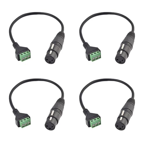 4PCS XLR Female to 3 Pin Screw Terminal Cable for Sound Equipment - size: 4PCS XLR Female Connector