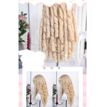 Blonde Roman Roll Lolita Wig Retro Victorian Long Curly Synthetic Hairpiece Costume Hair for Tea Party - color: Blonde