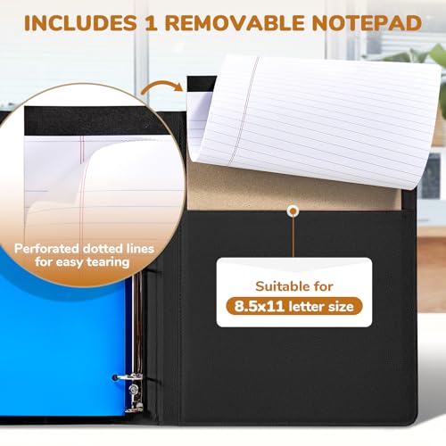 JoyCat 3 Ring Binder Clipboard with Storage, 5 Folders, Black - color: Black