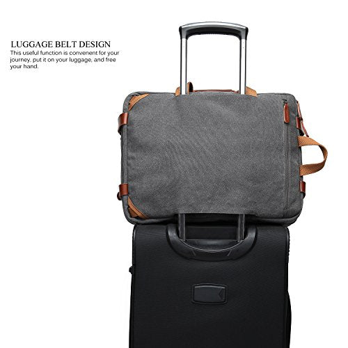 CoolBELL Convertible Backpack Messenger Shoulder Bag Laptop Case Business Briefcase Multi-Functional Travel Handbag Fits 17.3 Inch Laptop for Men/Women (Canvas Dark Grey) - color: Dark Grey, size: 17.3 Inches