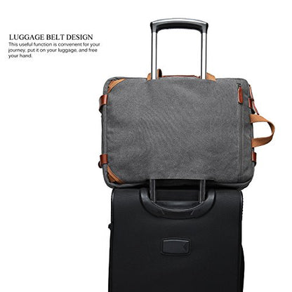 CoolBELL Convertible Backpack Messenger Shoulder Bag Laptop Case Business Briefcase Multi-Functional Travel Handbag Fits 17.3 Inch Laptop for Men/Women (Canvas Dark Grey) - color: Dark Grey, size: 17.3 Inches