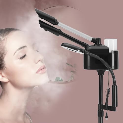 Artist hand Professional Facial Steamer with 5X LED Magnifying Lamp 3 in 1 | Hot and Cold Facial Steamer Professional Facial Machine, Esthetician Steamer for Facial Salon Spa, Fast Heating, Black - size: Black Hot & Cold & Magnifire Lamp