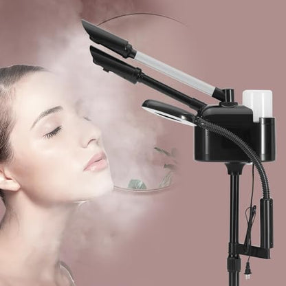 Artist hand Professional Facial Steamer with 5X LED Magnifying Lamp 3 in 1 | Hot and Cold Facial Steamer Professional Facial Machine, Esthetician Steamer for Facial Salon Spa, Fast Heating, Black - size: Black Hot & Cold & Magnifire Lamp