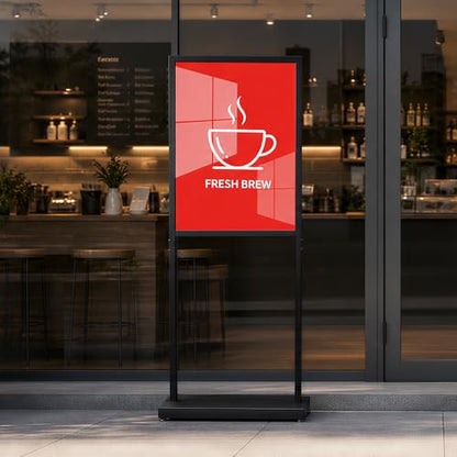 22 x 28 Inch Floor Sign Holder, Black 2 Pack Heavy Duty Double-Sided Pedestal Poster Stand with Slide-In Frame for Menus, Banners, Restaurants, Stores, and Events - size: Size: 22×28 , 2 Pack