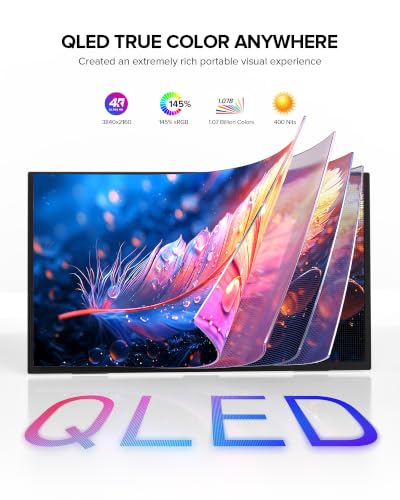 UPERFECT Portable Monitor 4K 60Hz 18.5", 145% sRGB QLED Laptop Monitor | 400 Nits Ultra-Slim Monitor, USB-C & MINI HDMI, VESA & Case, Travel Second Screen for Laptop, Computer, PC, Game Consoles - size: 18.5