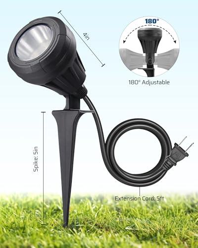 DEWENWILS 120V LED Outdoor Spotlight, 3 Extra Lenses 5.5W Landscape Light - color: Black