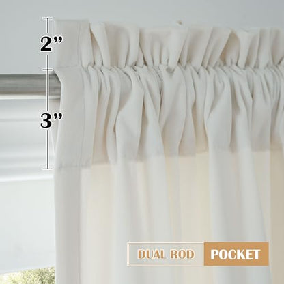 Beauoop Cream Velvet Curtains for Bedroom Living Room 52x84 2 Panels - color: Cream, size: 52"W x 84"L (Pack of 2)